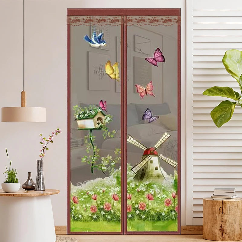 rideau porte floral paysagiste moderne translucide été tout l'année