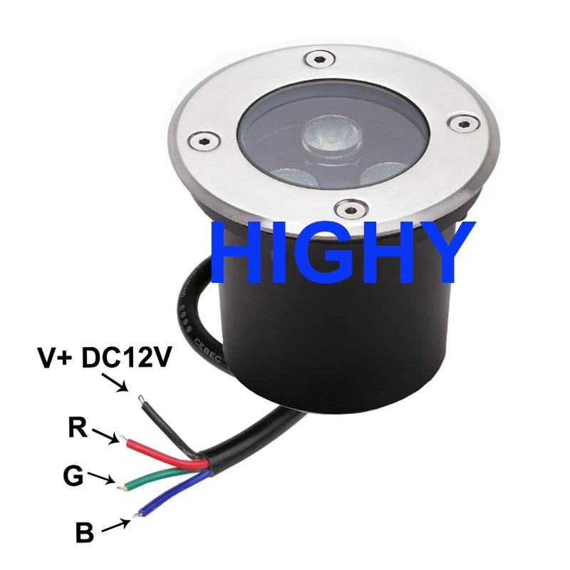 lumière led spot sous terrain rgb argent noir moderne ip68 9w 18w 24vextérieur