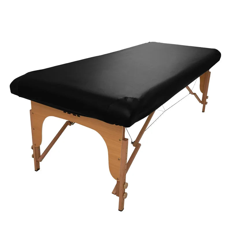 housse protection table massage simili cuir noir couverture remplacement lit spa ajustée adultes moderne