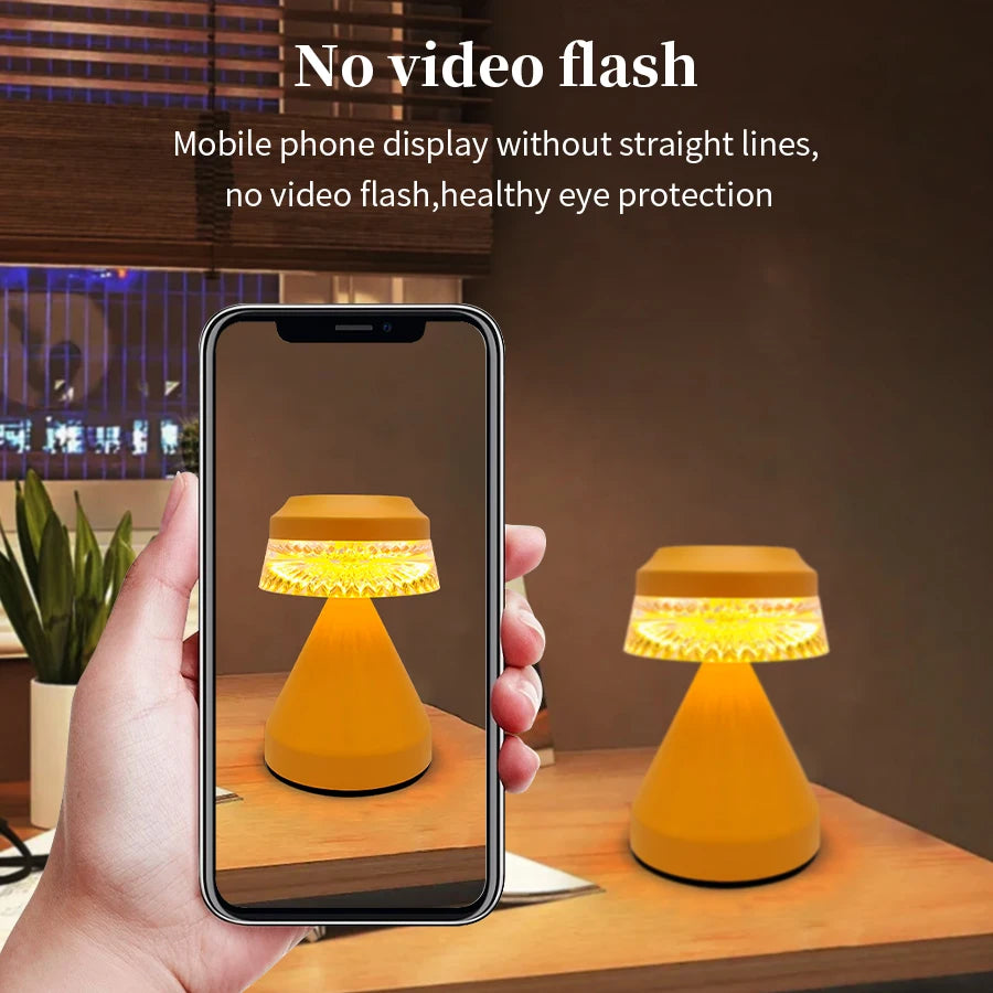 lampe table led conique tactile minimaliste nuit décoration chambre noir orange