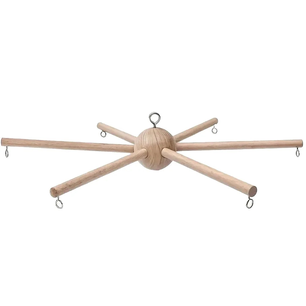 mobile musical bébé structure bois oiseaux ornements suspendus décoration chambre arc ciel illustrations jouets