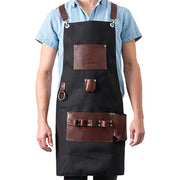 Tablier de cuisine pour homme en cuir et coton, protection gril, cadeau papa, design élégant