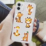 stickers girafes mignonnes dessin animé orange marron blanc bleu rose vert jaune adhésifs vinyle