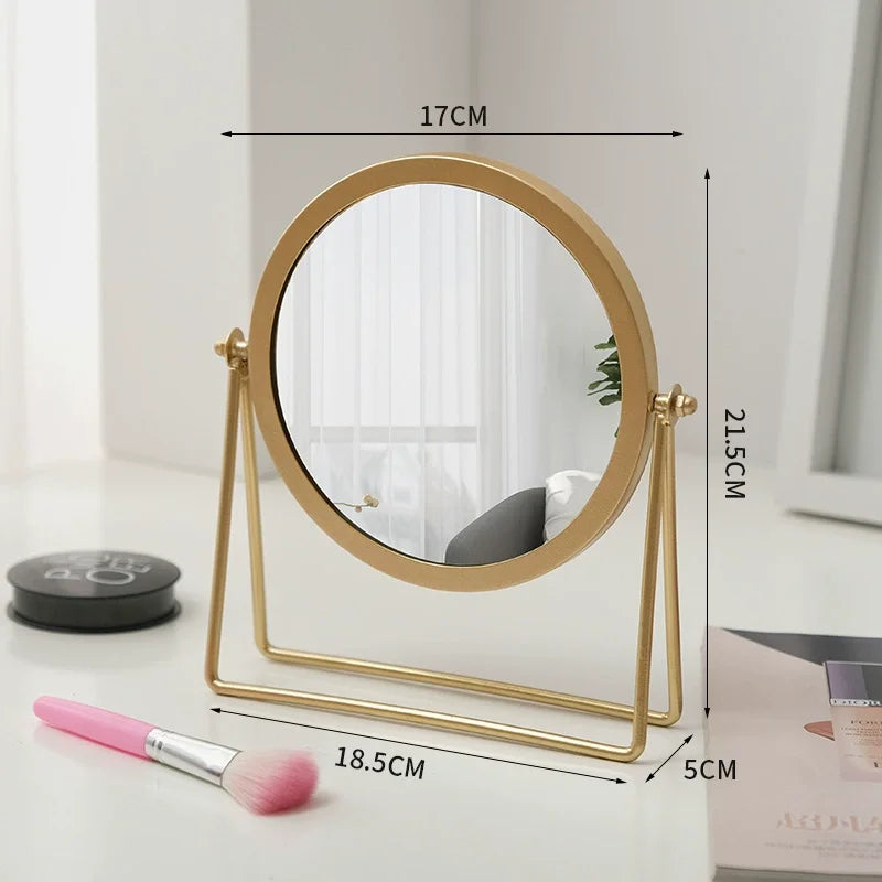 miroir maquillage argenté moderne portable ovale pouces pieds solides aluminium lisse salon chambre bain