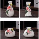 vases céramique blanc fleurs relief classique intérieur décoration maison vintage faux fleurs miniature
