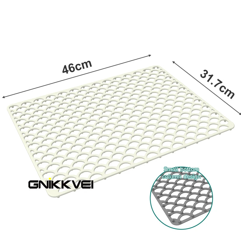 tapis protection silicone moderne gris perforations antidérapant cuisine vaisselle fond évier résistance chaleur