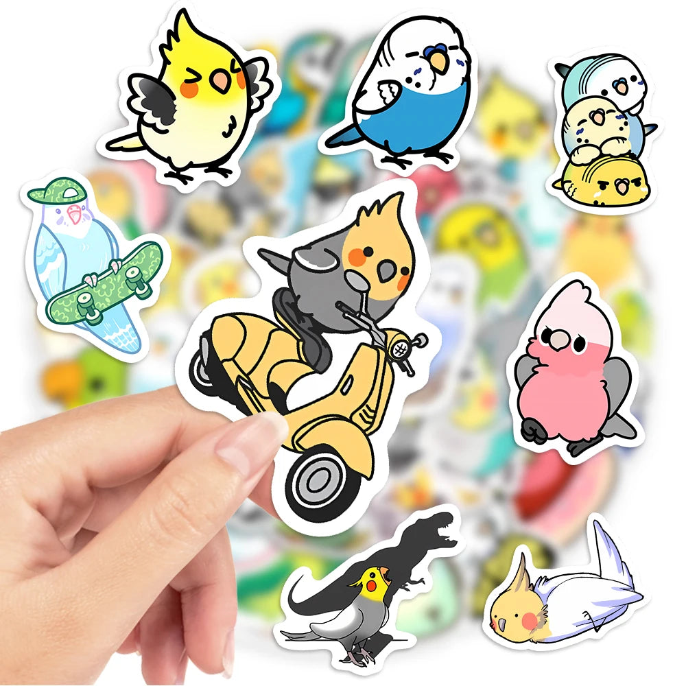 stickers dessins animés oiseaux chats multicolores étanches bricolage scrapbook téléphone portable adultes adolescents