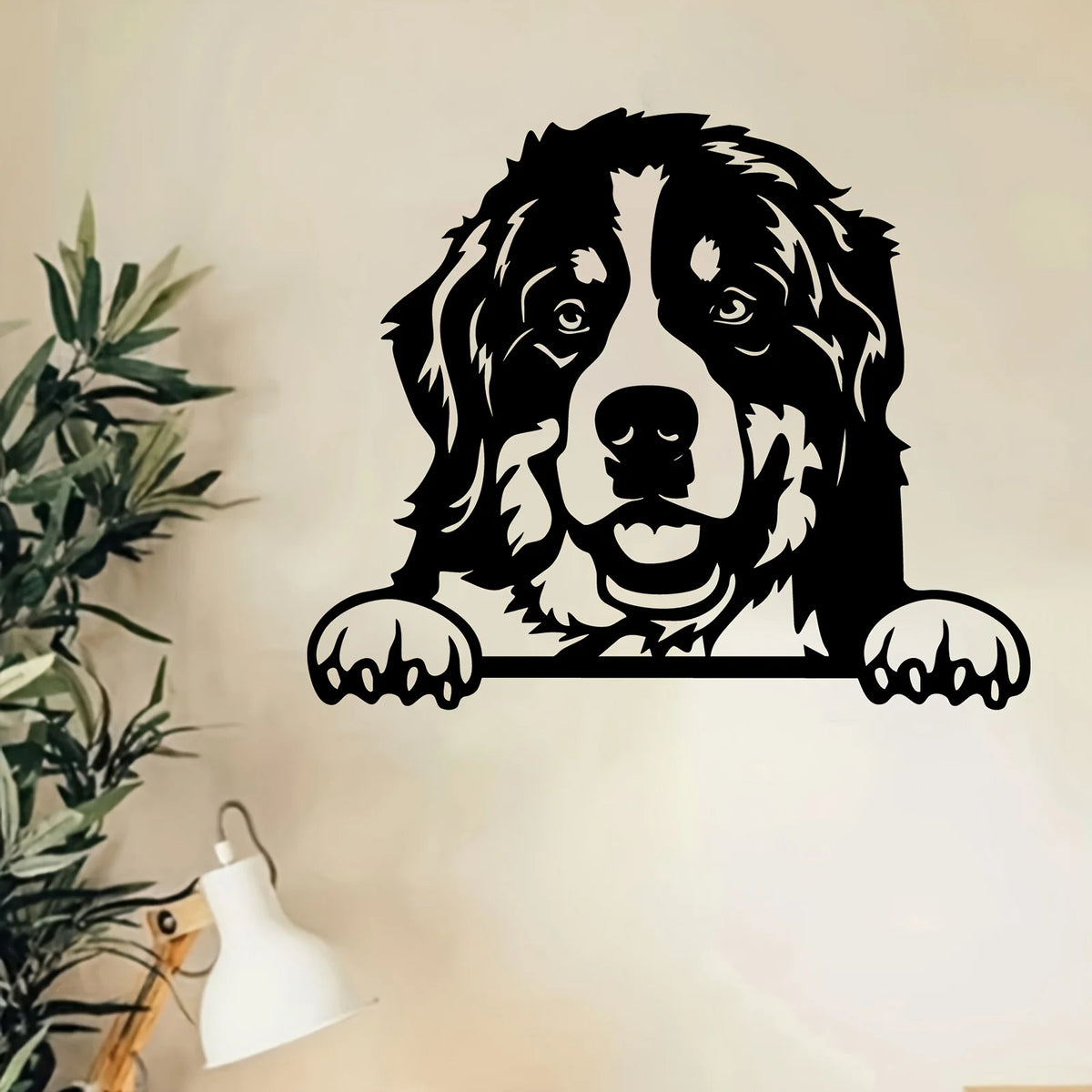 décoration murale tête chien noir autocollant mural opaque réalisteintérieur salon jardin 30 cm
