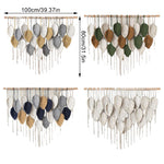 décoration murale boho feuilles stylisées coton biologique rubans vert beige gris