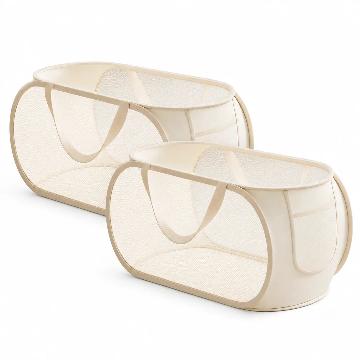 panier rangement pliable tissu polyestère beige clair maille moderne jouets rangement