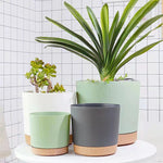 pots fleurs plastique modernes vert clair foncé gris drainage balcon jardin 165cm 145cm 25cm