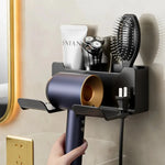 organisateur mural salle bain sèche cheveux rasoir brosse minimaliste moderne noir blanc