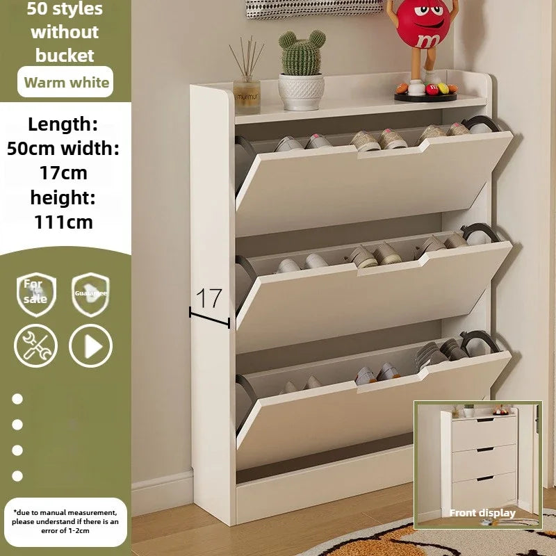 armoire chaussures moderne beige clair tiroirs rangement chaussures objets multifonction bois MDF