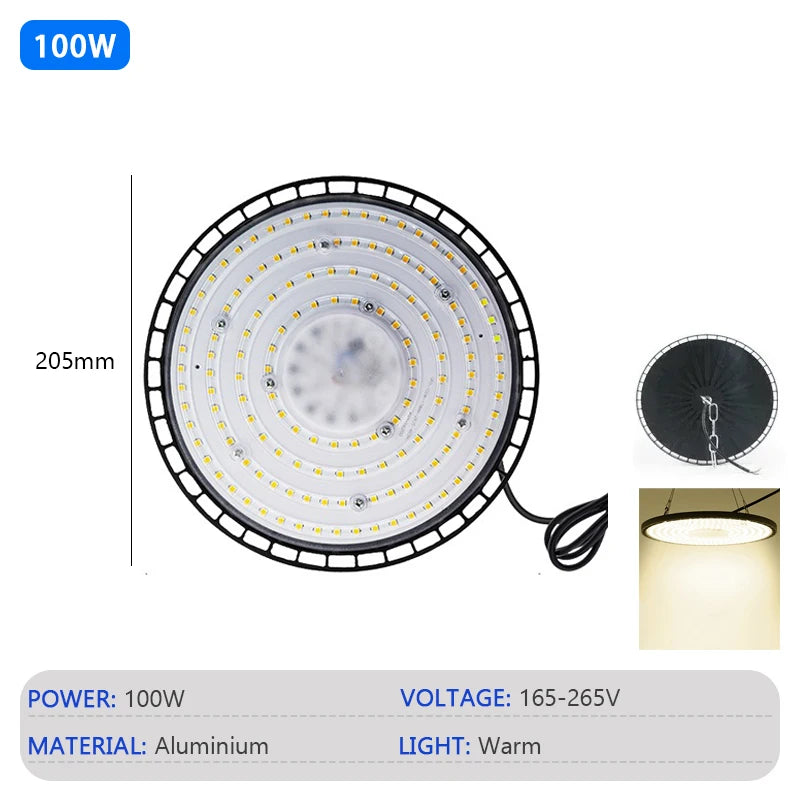 éclairage industriel led haute luminosité 280mm noir moderne étanche 200w