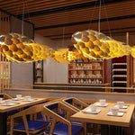 Suspension lumineuse bois forme poisson or led moderne art déco nickel brossé semi encastré
