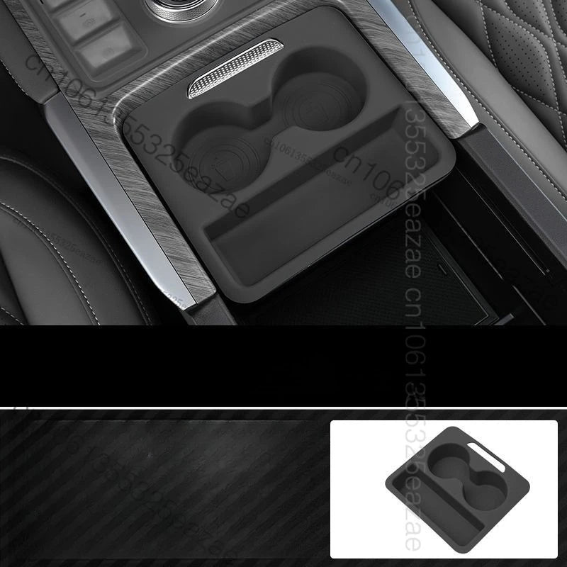 organisateur rangement voiture orange texture cuir moderne adhésif compartiments tasses objets smartphone