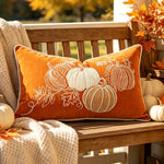 taies d'oreiller automnales citrouille feuilles érable rustique velours polyester non toxique respectueux environnement decoration