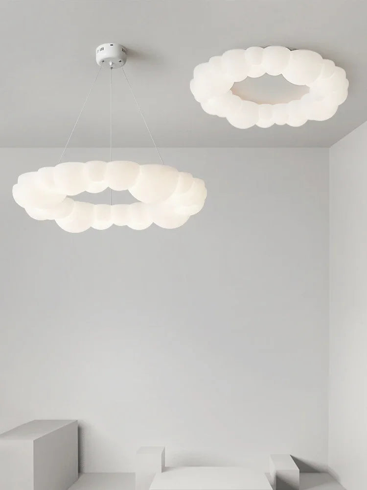 Suspension lumineuse moderne blanc billes arrondies opacité salon chambre étude led 249 2000lm