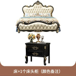 lit double bois classique beige doré tête lit tuftée chambre