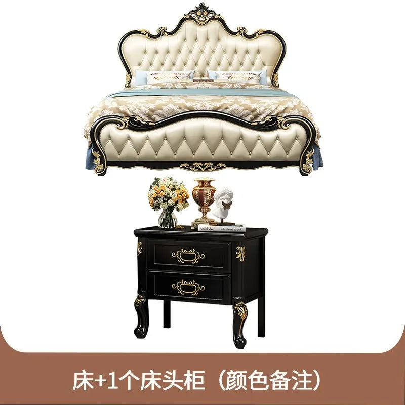 lit double bois classique beige doré tête lit tuftée chambre