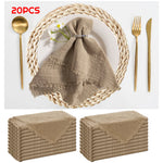 serviettes réutilisables coton jaune bleu clair classiques effilochées clips décoratifs table restaurant maison