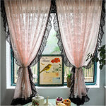 rideaux romantiques dentelle florale rose noir shabby chic européens chambre salon