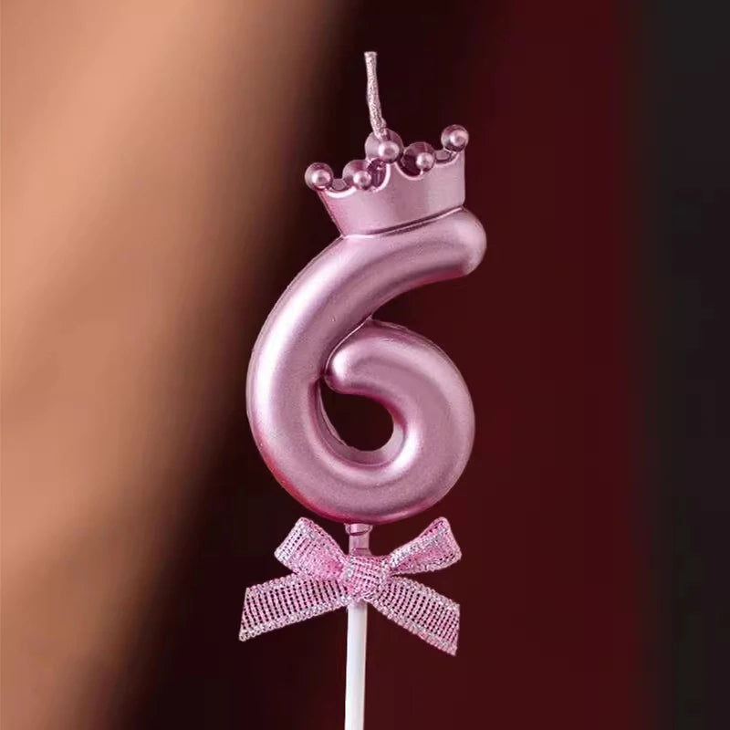bougies chiffres anniversaire rose glitter couronne piquées decoration festive gâteau