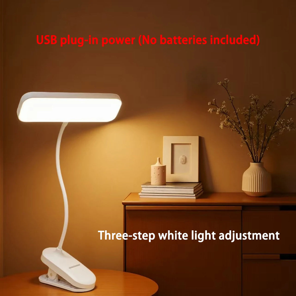 lampe pince usb blanc moderne interrupteur tactile flexibilité led 5v cem rohs
