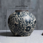 vases céramique blanc noir floral traditionnels classiques salon entrée decoration cylindrique