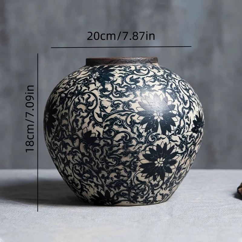 vases céramique blanc noir floral traditionnels classiques salon entrée decoration cylindrique