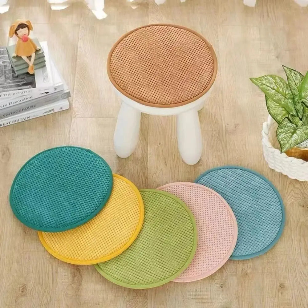 coussin tabouret rond solide mousse pu tissage points moderne couleur uni antidérapant