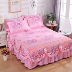 ensemble literie floral rose bleu couvre lit taies oreiller romantique feminin franges lit 150x200cm