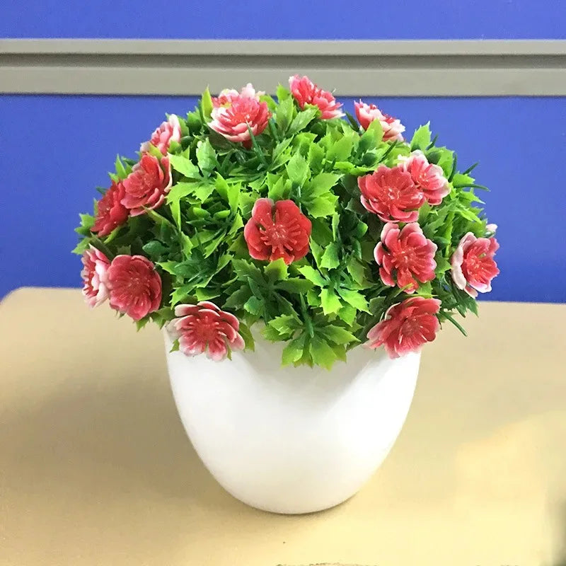 décoration intérieure pot fleurs artificielles bonsaï moderne blanc rouge violet jaune