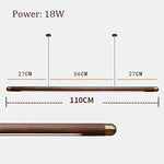 lampe suspendue bois marron foncé moderne finition brillante câbles noirs 18w 249 2000lm chambre