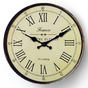 horloge murale classique bois beige números romanos aiguille quartz sans piles vintage salon chambre