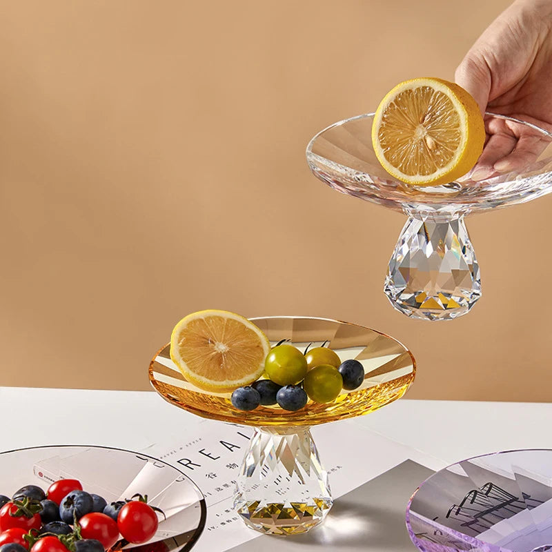 plateau dessert cristal transparent facetté moderne élégant fruits collations luxe