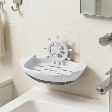 porte savon bateau nautique moderne adhésif drainage blanc gris noir rose