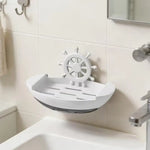 porte savon bateau nautique moderne adhésif drainage blanc gris noir rose