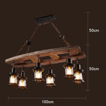 suspension lumineuse bois naturel ampoule filament industriel rustique verre translucide