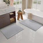 tapis bain microfibre gris clair moderne antidérapant absorbant large salon chambre