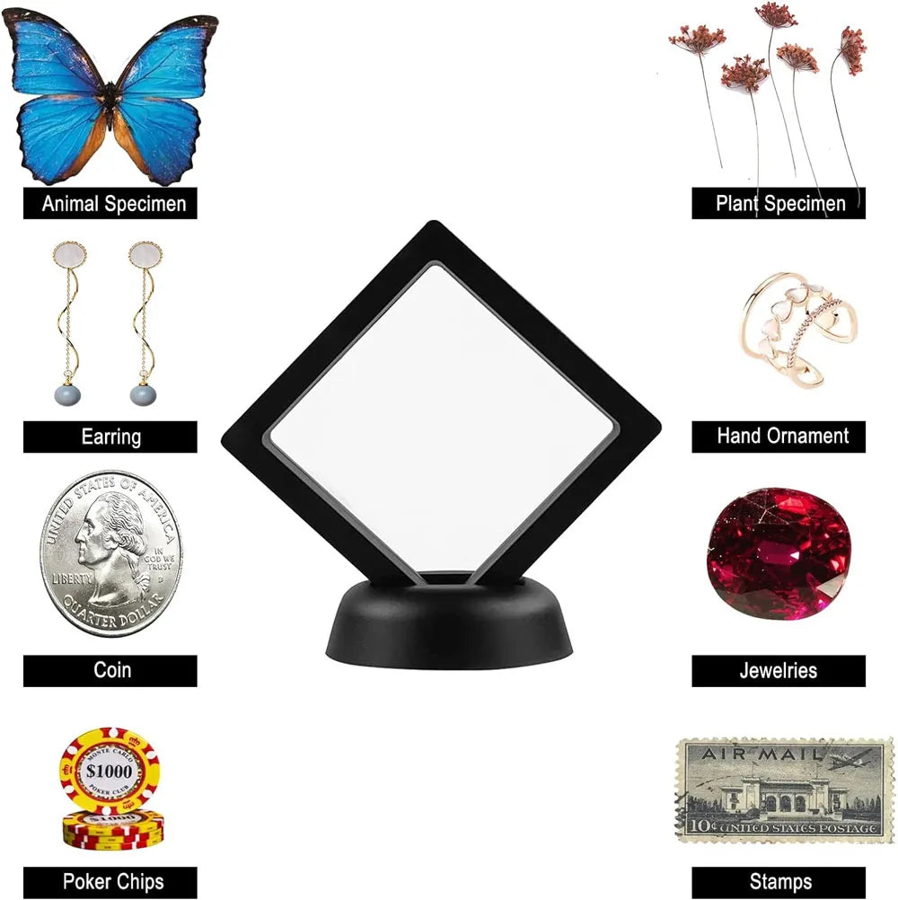 présentoir bijoux support carré plaque verre noir moderne bagues boucles doreilles