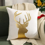 housses coussin noël arbre flocon doré blanc decoration maison car sofa 45x45cm handwash confort