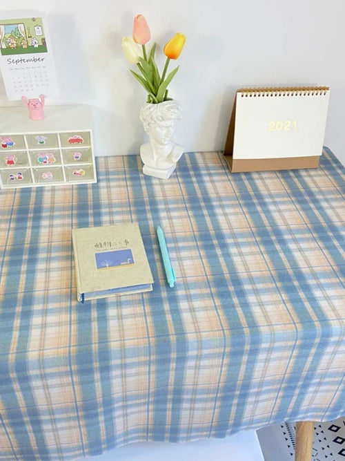 nappe plaid écossais bleu blanc rose table moderne imperméableextérieur mariage fête
