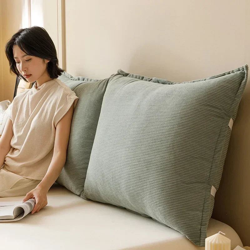 coussin dossier long velours côtelé rayé lit canapé moderne beige