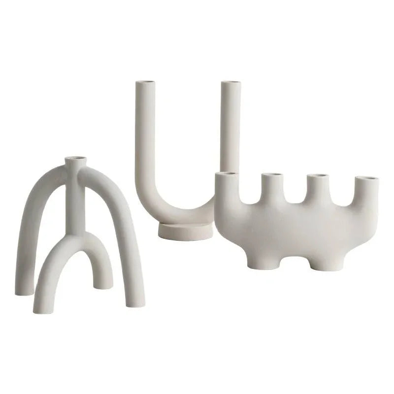 support bougies blanc moderne minimaliste céramique maison décoration nordique ornemental