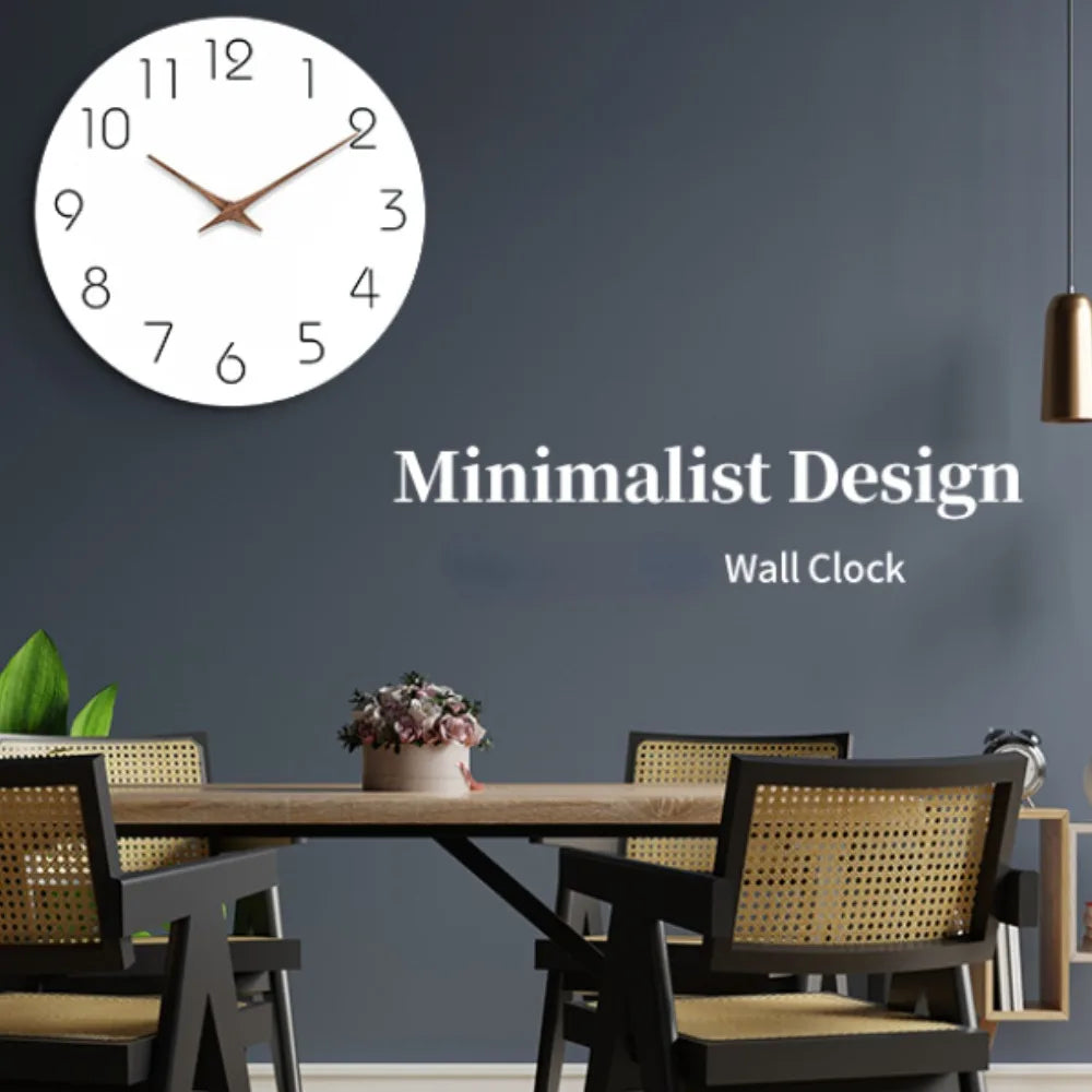 horloge murale bois blanc minimaliste aiguille quartz 305mm salon simple