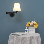 lampe murale moderne bras articulé or noir abatjour blanc éclairage quotidien chambre entrée