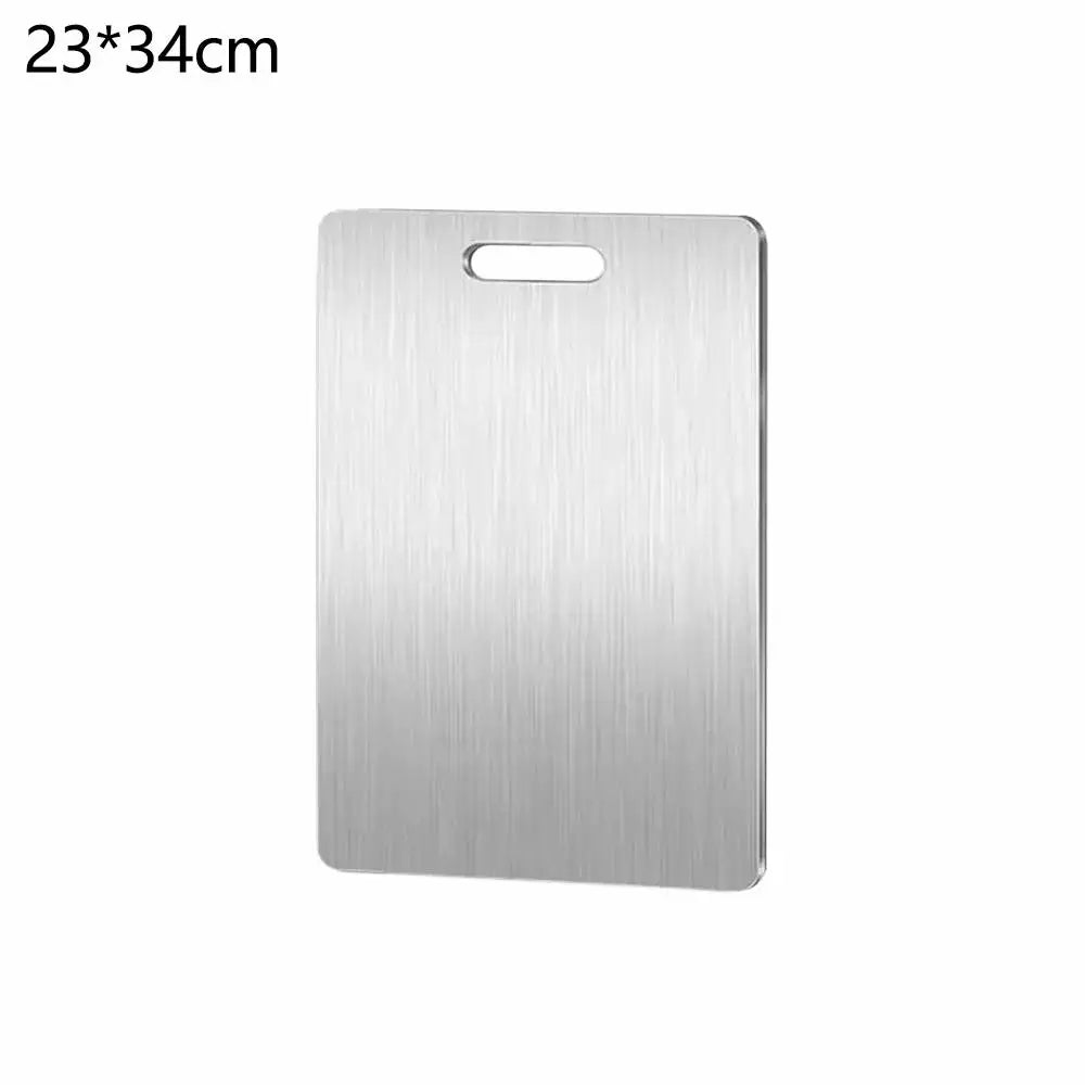 planche découper rectangulaire argentée lisse poignées intégrées utilitaire cuisine découpe fruits viande environnementALE