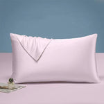 lot deux taies d'oreiller lyocell eucalyptus bleu clair unies lit chambre moderne