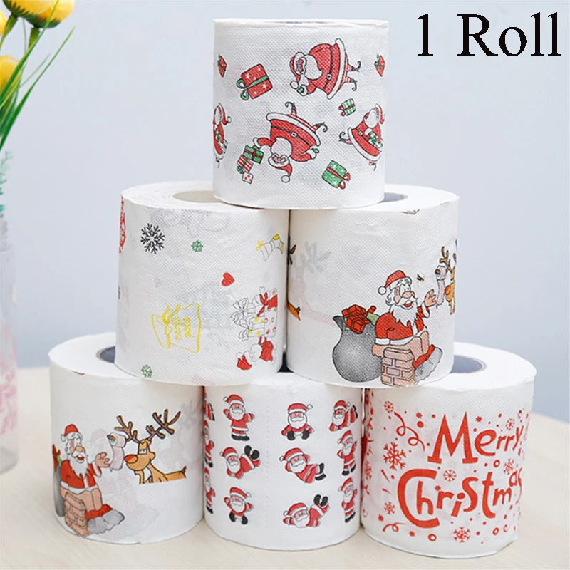 Rouleau de papier toilette décoratif Noël blanc